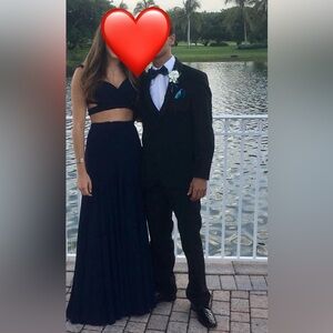 La Femme Two Piece Navy Blue Gown